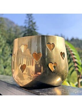 Brass Candle Holder Tea light Hearts Unpolished Liards Ltd. India